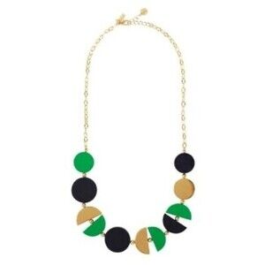 Kate Spade Double Exposure Necklace Green Gold Black Modern Art Discs